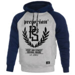 PRETORIAN PS BABÉR KAPUCNIS PULÓVER (SZÜRKE-NAVY, PAMUT)